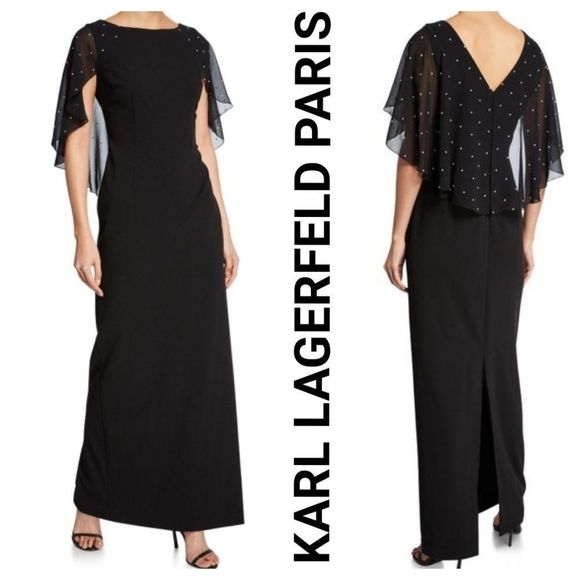 Karl Lagerfeld Paris Pearl sheer Top Gown - Picture 1 of 9